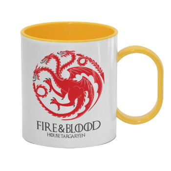 GOT House Targaryen, Fire Blood, Κούπα (πλαστική) (BPA-FREE) Polymer Κίτρινη για παιδιά, 330ml