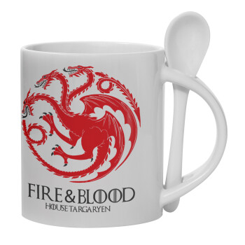GOT House Targaryen, Fire Blood, Κούπα, κεραμική με κουταλάκι, 330ml (1 τεμάχιο)