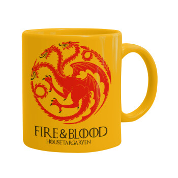GOT House Targaryen, Fire Blood, Ceramic coffee mug yellow, 330ml