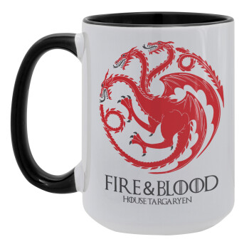 GOT House Targaryen, Fire Blood, Κούπα Mega 15oz, κεραμική Μαύρη, 450ml