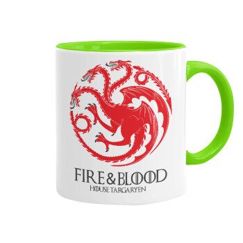 GOT House Targaryen, Fire Blood, Mug colored light green, ceramic, 330ml