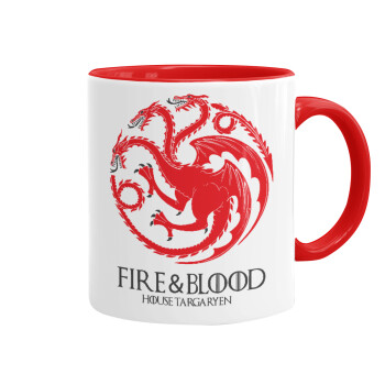 GOT House Targaryen, Fire Blood, Κούπα χρωματιστή κόκκινη, κεραμική, 330ml
