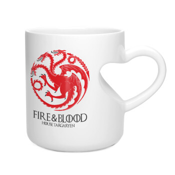 GOT House Targaryen, Fire Blood, Κούπα καρδιά λευκή, κεραμική, 330ml