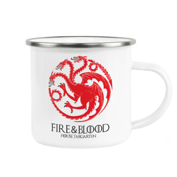 GOT House Targaryen, Fire Blood, Κούπα Μεταλλική εμαγιέ λευκη 360ml