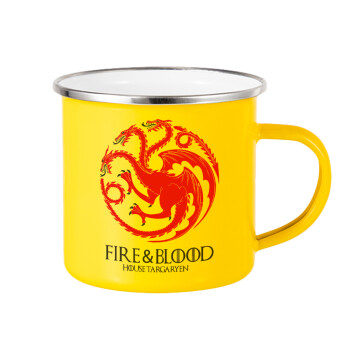 GOT House Targaryen, Fire Blood, Κούπα Μεταλλική εμαγιέ Κίτρινη 360ml