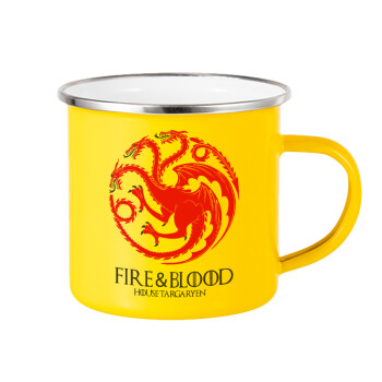 GOT House Targaryen, Fire Blood, Yellow Enamel Metallic Cup 360ml