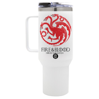 GOT House Targaryen, Fire Blood, Mega Tumbler με καπάκι, διπλού τοιχώματος (θερμό) 1,2L