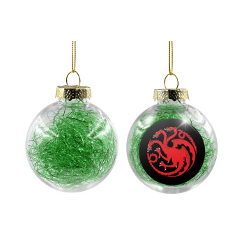 GOT House Targaryen, Fire Blood, Transparent Christmas tree ball ornament with green filling 8cm