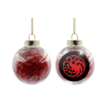 GOT House Targaryen, Fire Blood, Χριστουγεννιάτικη μπάλα δένδρου διάφανη με κόκκινο γέμισμα 8cm