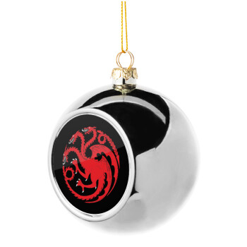 GOT House Targaryen, Fire Blood, Χριστουγεννιάτικη μπάλα δένδρου Ασημένια 8cm