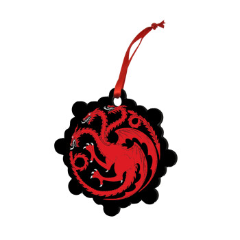 GOT House Targaryen, Fire Blood, Χριστουγεννιάτικο στολίδι snowflake ξύλινο 7.5cm