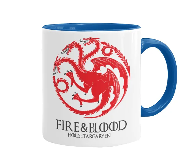 GOT House Targaryen — Mug colored blue, ceramic, 330ml