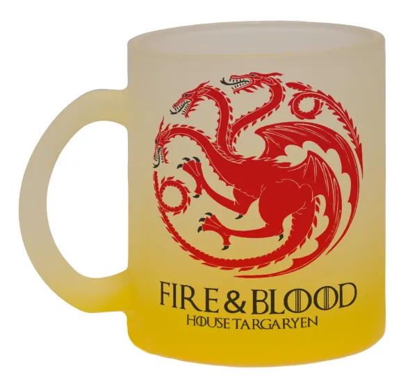 GOT House Targaryen — Κούπα γυάλινη δίχρωμη με βάση το κίτρινο ματ, 330ml
