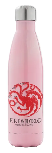 GOT House Targaryen — Μεταλλικό παγούρι θερμός Ροζ Ιριδίζον (Stainless steel), διπλού τοιχώματος, 500ml