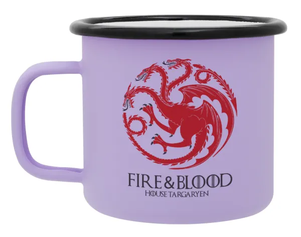 GOT House Targaryen — Metal enamel mug, matte light pastel purple, 360ml