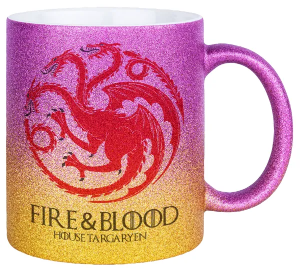 GOT House Targaryen — Κούπα Χρυσή/Ροζ Glitter, κεραμική, 330ml