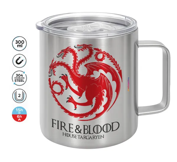 GOT House Targaryen — Double-walled stainless steel mug 300ml with temperature-retaining lid