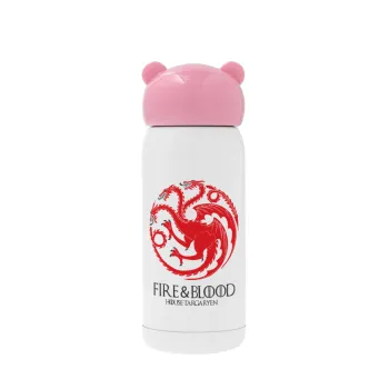 GOT House Targaryen, Fire Blood, Ροζ ανοξείδωτο παγούρι θερμό (Stainless steel), 320ml