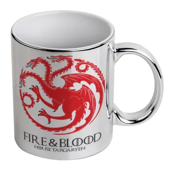 GOT House Targaryen, Fire Blood, Κούπα κεραμική, ασημένια καθρέπτης, 330ml