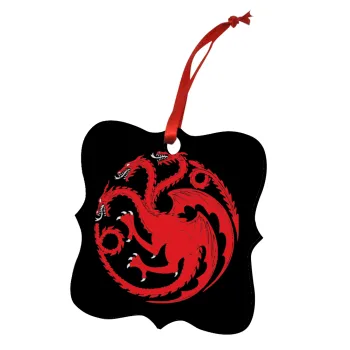 GOT House Targaryen, Fire Blood, Christmas ornament polygon wooden 7.5cm