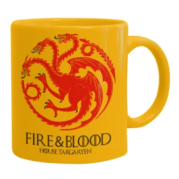 GOT House Targaryen, Fire Blood, Κούπα, κεραμική κίτρινη, 330ml