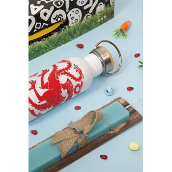 GOT House Targaryen, Fire Blood, Πασχαλινή Λαμπάδα με παγούρι μεταλλικό (620ml, stainless steel) & κερί αρωματικό πλακέ (30cm) (ΤΙΡΚΟΥΑΖ)