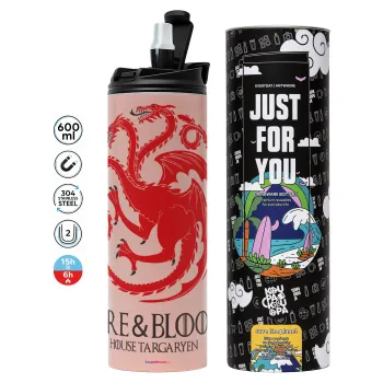 GOT House Targaryen, Fire Blood, Tumbler stainless steel PINK 600ml