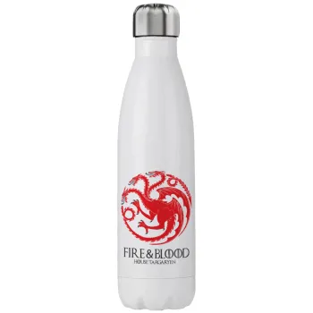 GOT House Targaryen, Fire Blood, Μεταλλικό παγούρι θερμός (Stainless steel), διπλού τοιχώματος, 750ml