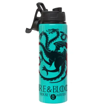 GOT House Targaryen, Fire Blood, Μεταλλικό παγούρι νερού με καπάκι ασφαλείας, αλουμινίου 850ml