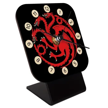 GOT House Targaryen, Fire Blood, Επιτραπέζιο ρολόι σε φυσικό ξύλο (10cm)
