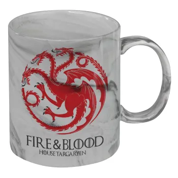 GOT House Targaryen, Fire Blood, Mug ceramic marble style, 330ml