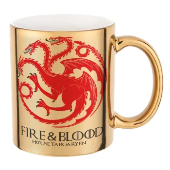 GOT House Targaryen, Fire Blood, Κούπα κεραμική, χρυσή καθρέπτης, 330ml