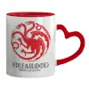 Mug heart red handle, ceramic, 330ml