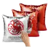 Μαξιλάρι καναπέ Μαγικό Κόκκινο με πούλιες 40x40cm περιέχεται το γέμισμα