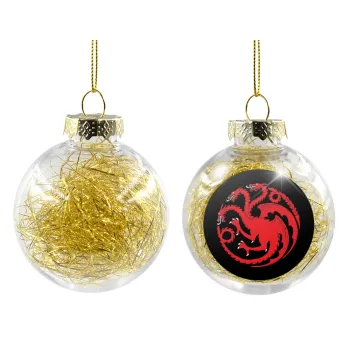 GOT House Targaryen, Fire Blood, Transparent Christmas tree ball ornament with gold filling 8cm