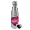 Metallic water bottle, stainless steel, 750ml