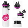 Metallic water bottle with safety lid, 850ml aluminum