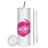 Tumbler stainless steel 600ml, with metal straw & cleaning brush
