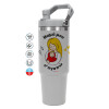 ΓΚΡΙ Travel Tumbler Θερμός με χερούλι και καλαμάκι 890ml