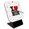 I LOVE MOM, Επιτραπέζιο ρολόι ξύλινο με δείκτες (10cm)