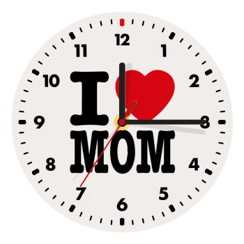 I LOVE MOM, Wooden wall clock (20cm)