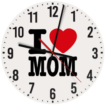 I LOVE MOM, Ρολόι τοίχου ξύλινο (30cm)