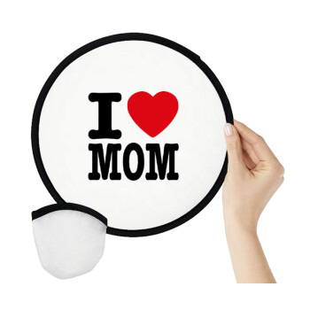 I LOVE MOM, Βεντάλια υφασμάτινη αναδιπλούμενη με θήκη (20cm)