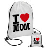 I LOVE MOM, Τσάντα πουγκί με μαύρα κορδόνια (1 τεμάχιο)