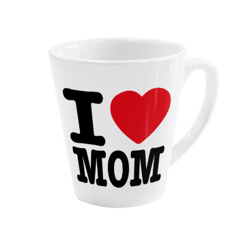 I LOVE MOM, Κούπα κωνική Latte Λευκή, κεραμική, 300ml