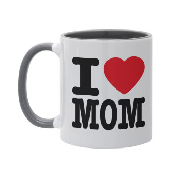 I LOVE MOM, Mug colored grey, ceramic, 330ml