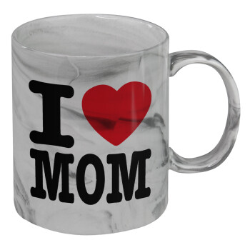 I LOVE MOM, Mug ceramic marble style, 330ml