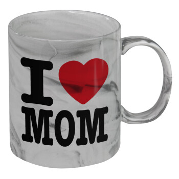 I LOVE MOM, Κούπα κεραμική, marble style (μάρμαρο), 330ml