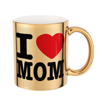 I LOVE MOM, Κούπα χρυσή καθρέπτης, 330ml