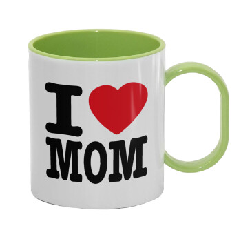 I LOVE MOM, Κούπα (πλαστική) (BPA-FREE) Polymer Πράσινη για παιδιά, 330ml